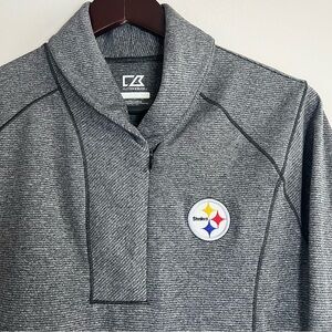 Cutter & Buck Women's L Gray NFL Steelers DryTec Shoreline 1/2 Zip Sweatshirt